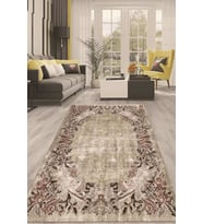 Dijital Kaymaz Taban Yıkanabilir Modern Renkli Salon Halısı Mutfak Halısı Yolluk ND-HT-153 (Kahverengi)