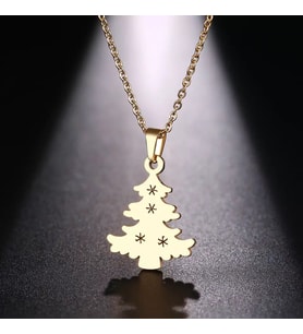 Kişiye Özel 925 Ayar Gümüş Yılbaşı Ağacı Kolye (Gold)