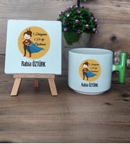 Kadın Öğretmene Hediye Hediye Seti Kupa Bardak T Kulplu ve Dekoratif Taş Öğretmenler Günü Hediyesi (Model 8)