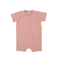 Boydan Fermuarlı Basic Kısa Tulum (Pembe)
