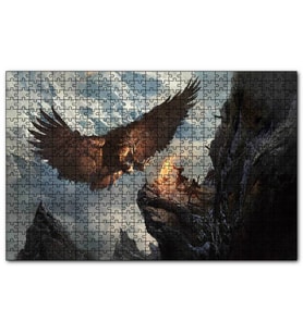 Cakapuzzle Dev Kartal ve Kayalıktaki Savaşçılar  Puzzle Yapboz MDF (Ahşap) (500 Parça)