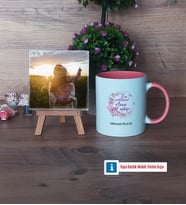 Hamile Anne Adayı Fotoğraflı Dekoratif Taş, Kupa Bardak Beyaz Hediye (Model 6)