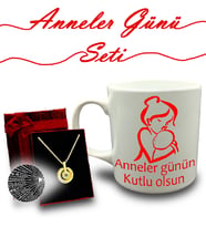 Anneler Gününe Özel Kupa & 100 Dilde Seni Seviyorum Kolye Hediye Seti (Model 2)