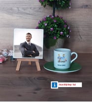 Rehber Öğretmen Fotoğraflı Dekoratif Taş, Ahşap Altlıklı Türk Kahvesi Fincanı Hediye Öğretmenler Günü Hediyesi (Model 9)