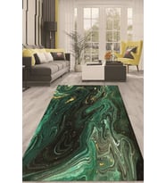 Dijital Kaymaz Taban Yıkanabilir Modern Renkli Salon Halısı Mutfak Halısı Yolluk ND-HT-1384 (Yeşil)