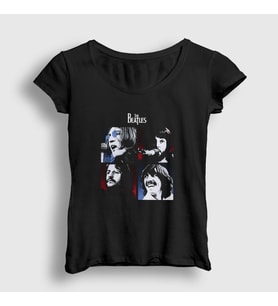 Presmono Kadın Beyaz Band The Beatles T-Shirt 114309tt (Siyah)