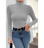 Siyah Kaşkorse Balıkçı Yaka Bluz (Gri)