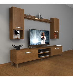 Decoraktiv Eko 5da Mdf Dvd Krom Ayaklı Tv Ünitesi Tv Sehpası (Ceviz)