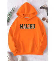 Unisex Malıbu Baskılı Oversize Sweatshirt (Turuncu)
