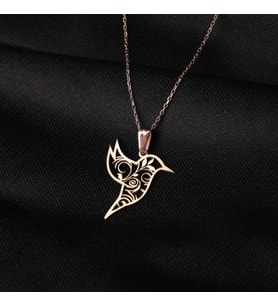 Gümüş Origami Sevgi Kuşu Kolye 925 Ayar Gümüş Kolye (Gold)