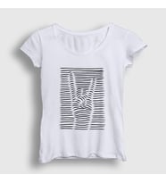Presmono Kadın Sarı Hand Symbol Music Rock T-Shirt 315159tt (Beyaz)