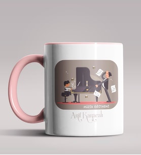 Kişiye Özel Müzik Eğitmeni Tasarımlı Siyah Renk Kupa Bardak  (Pembe)