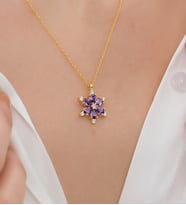 925 Ayar Gümüş Lotus Çiçeği  Kadın Kolye(ÖZEL KUTULU) (Gold)