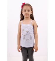 Toontoy Kız Çocuk Kedi Baskılı Atlet ( Gri-Melanj)