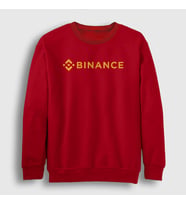 Presmono Unisex Beyaz Logo Binance Bitcoin Sweatshirt 323032tt (Kırmızı)