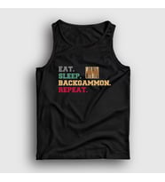 Presmono Unisex Beyaz Eat Sleep Backgammon Repeat Tavla Atlet 418143tt (Siyah)
