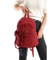 Kadın Sırt Çantası Çok Cepli 30*25 Cm Hafif Klinkır Kumaş Spor Seyahat Çantası Su İtici Kumaş (Bordo)