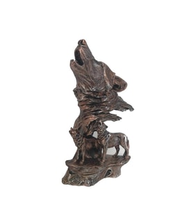 Dekoratif Uluyan Kurt Heykel Biblo (Bronz)