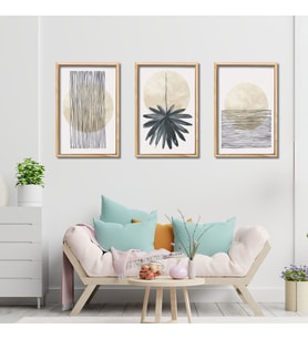 3'lü Ahşap Lamine Çerçeveli Mdf Tablo Modern Pastel Tasarım (Ahşap)