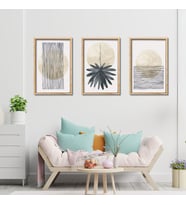 3'lü Ahşap Lamine Çerçeveli Mdf Tablo Modern Pastel Tasarım (Ahşap)