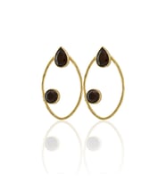 Kadir Jewellery 22 Ayar Altın Kaplama Geometrik Küpe -El İşçiliği Ve Hipoalerjenik Küpe (Kahverengi)