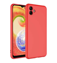 Samsung Galaxy A04 Kılıf Kamera Korumalı iÇi Süet Dokulu Lansman Tipi Silikon (Kırmızı)