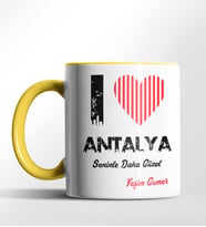 Kişiye Özel Antalya Seninle Daha Güzel Tema Siyah Renk Kupa (Sarı)