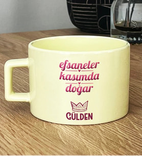 Kişiye Özel Akrep Yay Burcu Hediye Pastel Fincan Doğum Günü Hediyesi (Sarı)