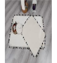 My Evilla Modern Dekoratif Multi Saçaklı Klozet Takımı 60x100 (Krem)
