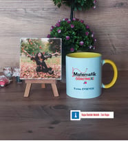 Matematik Öğretmeni Fotoğraflı Dekoratif Taş, Kupa Bardak Beyaz Hediye Öğretmenler Günü Hediyesi (Model 7)