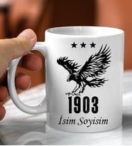 Kişiye Özel Taraftar Tasarımlı Beyaz Kupa (Beyaz-Siyah)