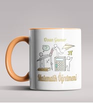Kişiye Özel Matematik Öğretmeni Tasarımlı Siyah Renk Kupa 11 (Turuncu)