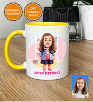 Kişiye Özel Karikatürlü Kız Çocuğa Hediye Hediye Kupa Bardak Kız Çocuk Hediyeleri Doğum Günü Hediyesi (Sarı)
