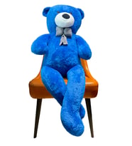 Sevimli Papyonlu Büyük Peluş Ayıcık, 130 cm- % 100 Yerli (Mavi)