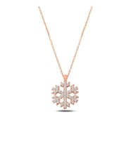 Zirkon Taşlı Kar Tanesi Kolye (Rose)