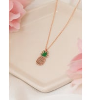 MİNELİ ANANAS ŞEKLİNDE GÜMÜŞ KOLYE (Rose)