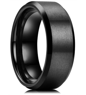 8 mm Köşeli Düz Model Unisex Kadın Erkek Çelik Alyans Yüzük (Siyah)  cl31