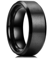 8 mm Köşeli Düz Model Unisex Kadın Erkek Çelik Alyans Yüzük (Siyah)  cl31