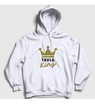 Presmono Unisex Gri Backgammon King Tavla Kralı Oyun V2 Kapüşonlu Sweatshirt 416733tt (Beyaz)
