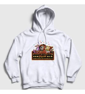 Presmono Unisex Beyaz Pizza Fnaf Five Nights At Freddy's Kapüşonlu Sweatshirt 471563tt (Beyaz)
