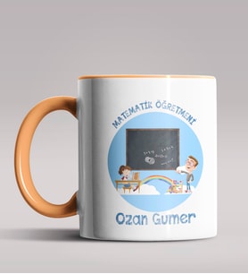 Kişiye Özel Matematik Öğretmeni Tasarımlı Siyah Renk Kupa 13 (Turuncu)