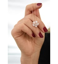 Papatya Silver 925 Ayar Gümüş Opal Taşlı Yasemin Çiçeği Kolye (Rose)