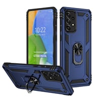 Samsung Galaxy A73 Kılıf Yüzüklü Standlı Korumalı Tank Kapak (Lacivert)