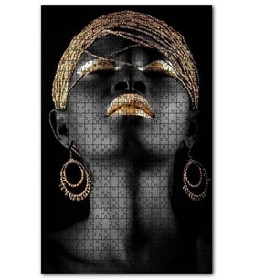 Cakapuzzle Afrikalı Kadın ve Altın Süslemeleri Puzzle Yapboz MDF (Ahşap) (1000 Parça)