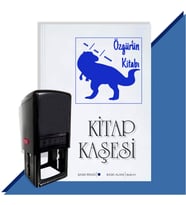 Kişiye Özel  Dinazor Silüeti 3 Tarihli Kitap Kaşesi (Mavi)