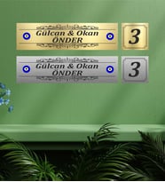 Kişiye Özel Kapı İsimliği Nazar Boncuklu Model 14 Gold Ve Gümüş Seçenekli (Gold)