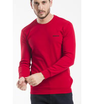 Süperlife Bisiklet Yaka Uzun Kollu Dar Kalıp İnce  Erkek Sweatshirt SPR2019K18 (Burgundy)