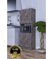 Roma Çok Amaçlı Dolap Kapaklı Bölmeli Mikrodalga Fırın Mutfak Balkon Banyo MDF (Gri)