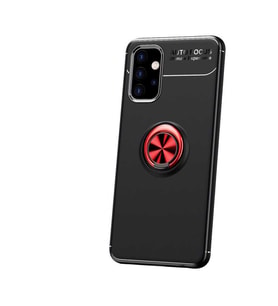 Samsung Galaxy A32 4G Kılıf Yüzüklü Magnetli Ravel Case (Siyah-Kırmızı)