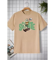 Unisex All Day Rabbit Tasarım Tshirt (Bej)
